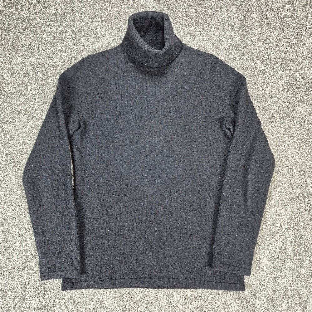 Banana Republic 100% Cashmere Turtleneck Sweater Womens XS Black Minimalist